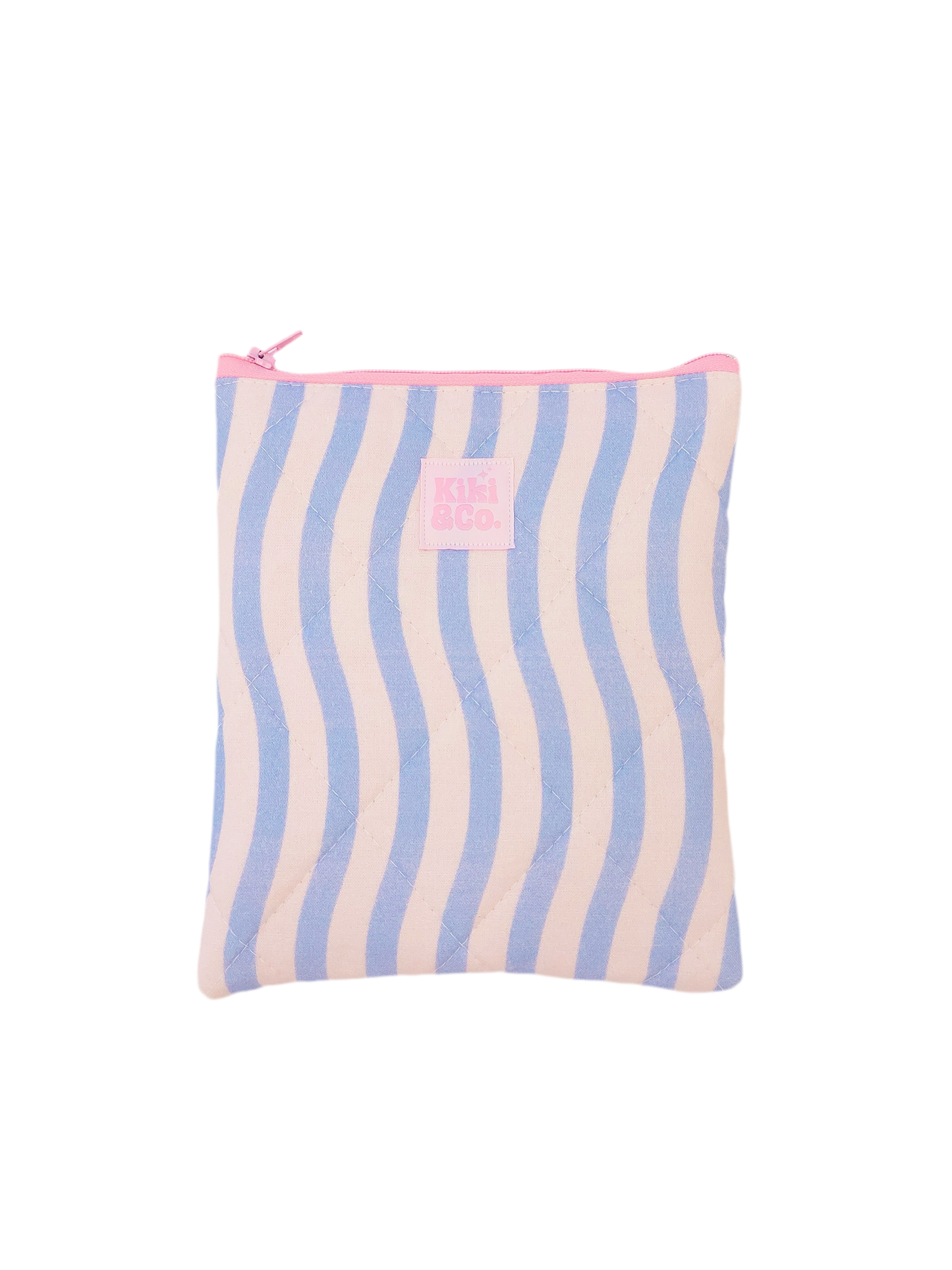 Quilted eReader Sleeve - Blue Wavy Stripes