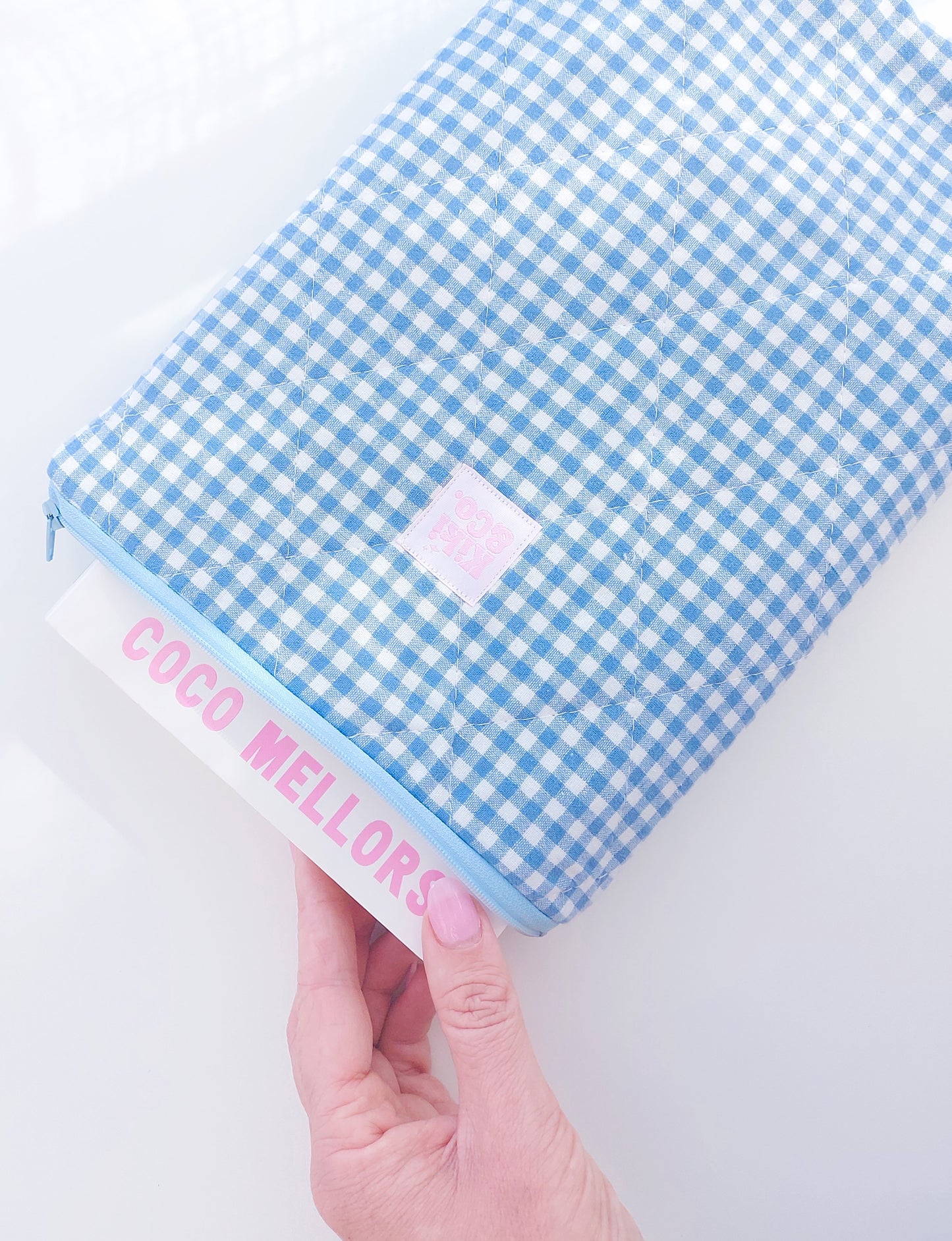 Quilted Book Sleeve - Blue Gingham
