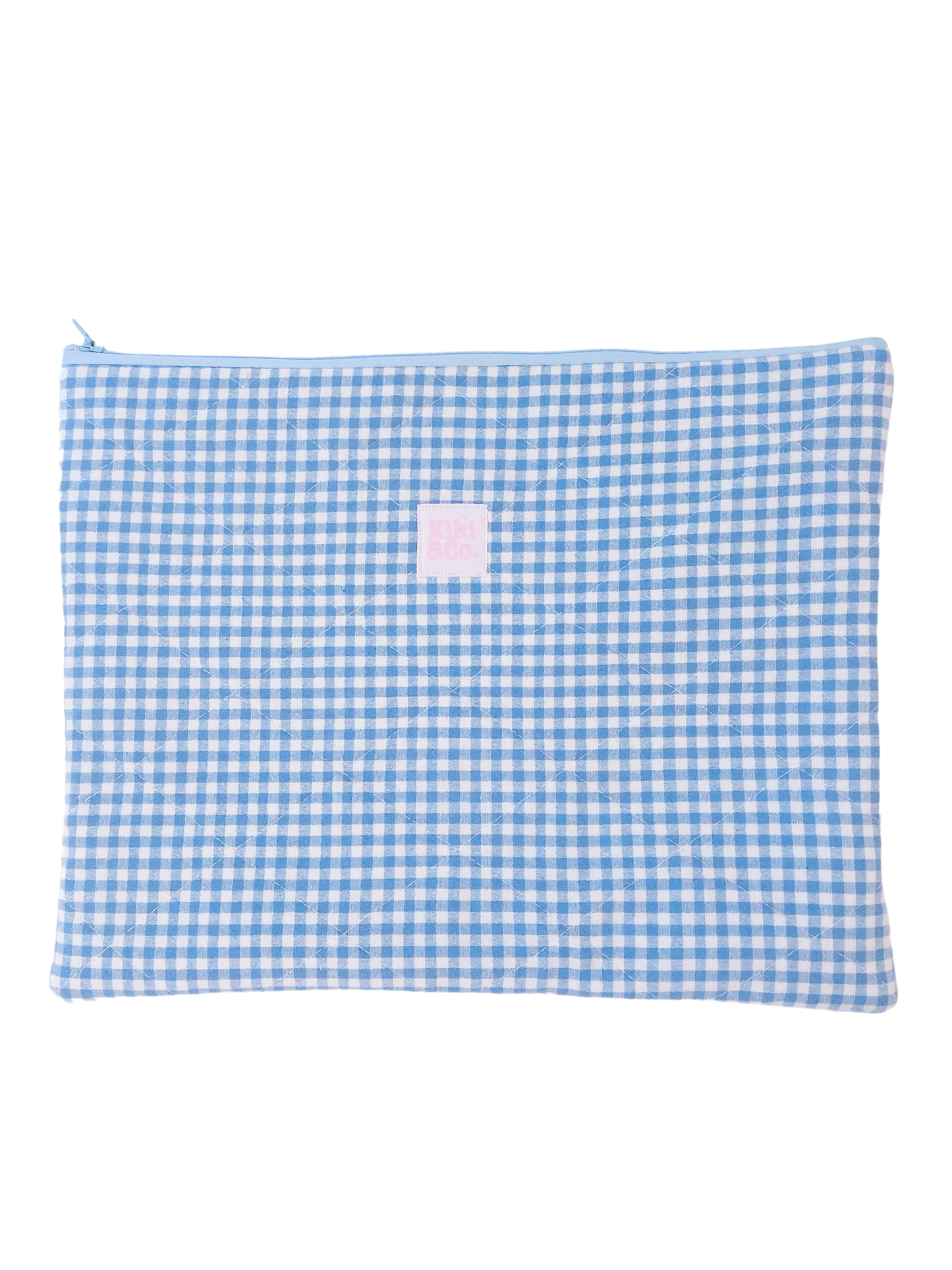 Quilted Laptop Sleeve - Blue Gingham