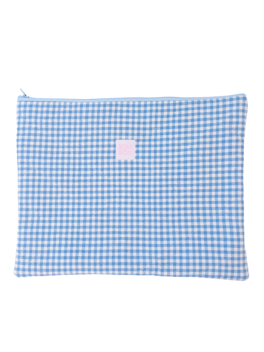 Quilted Laptop Sleeve - Blue Gingham
