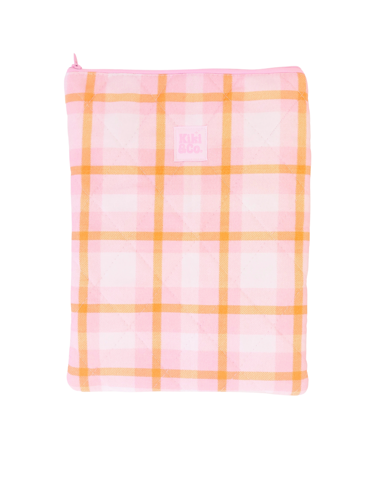 Quilted Book Sleeve - Pink/Orange Plaid