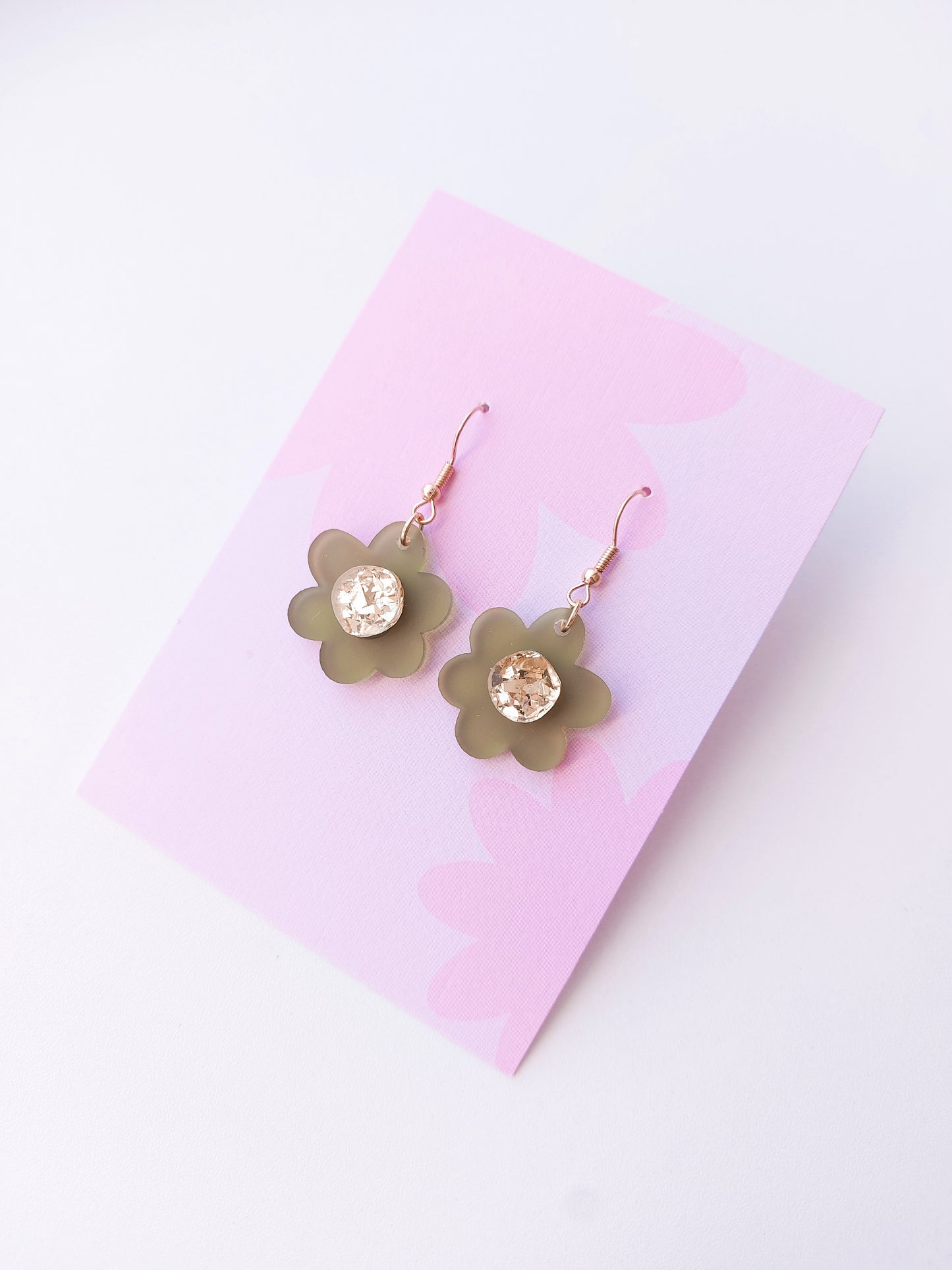 Ally Earrings - Frosted Green/Gold