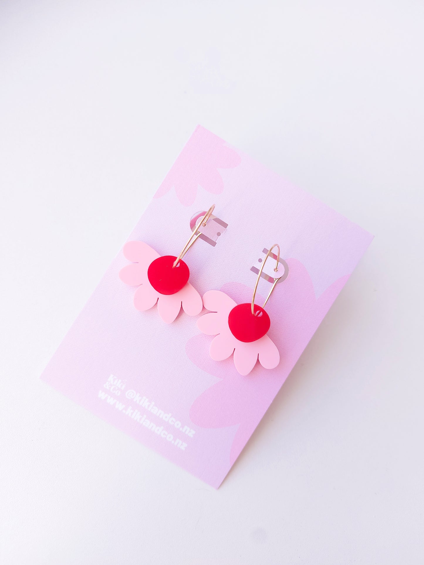 Poppy Earrings - Pink/Red- Hoops