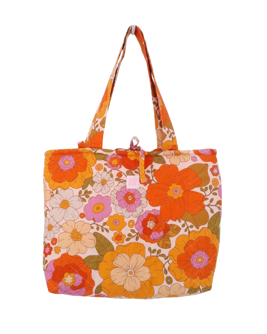 Quilted Tote - Retro Floral Linen