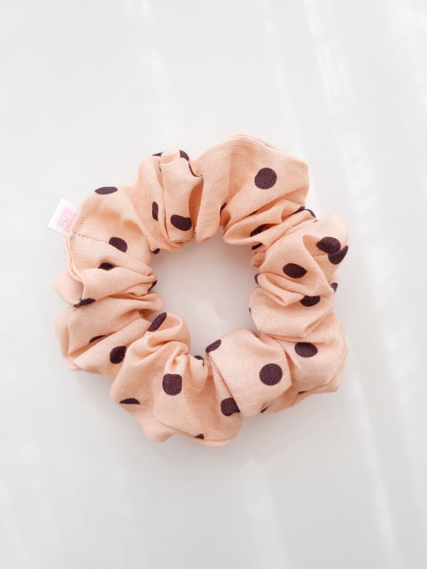 Scrunchie - Beige/Brown Polka Dot