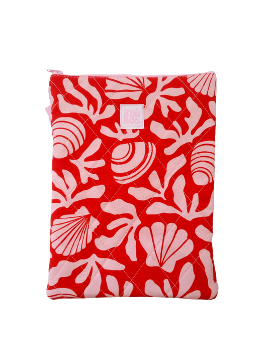 Quilted Book Sleeve - Red Shells