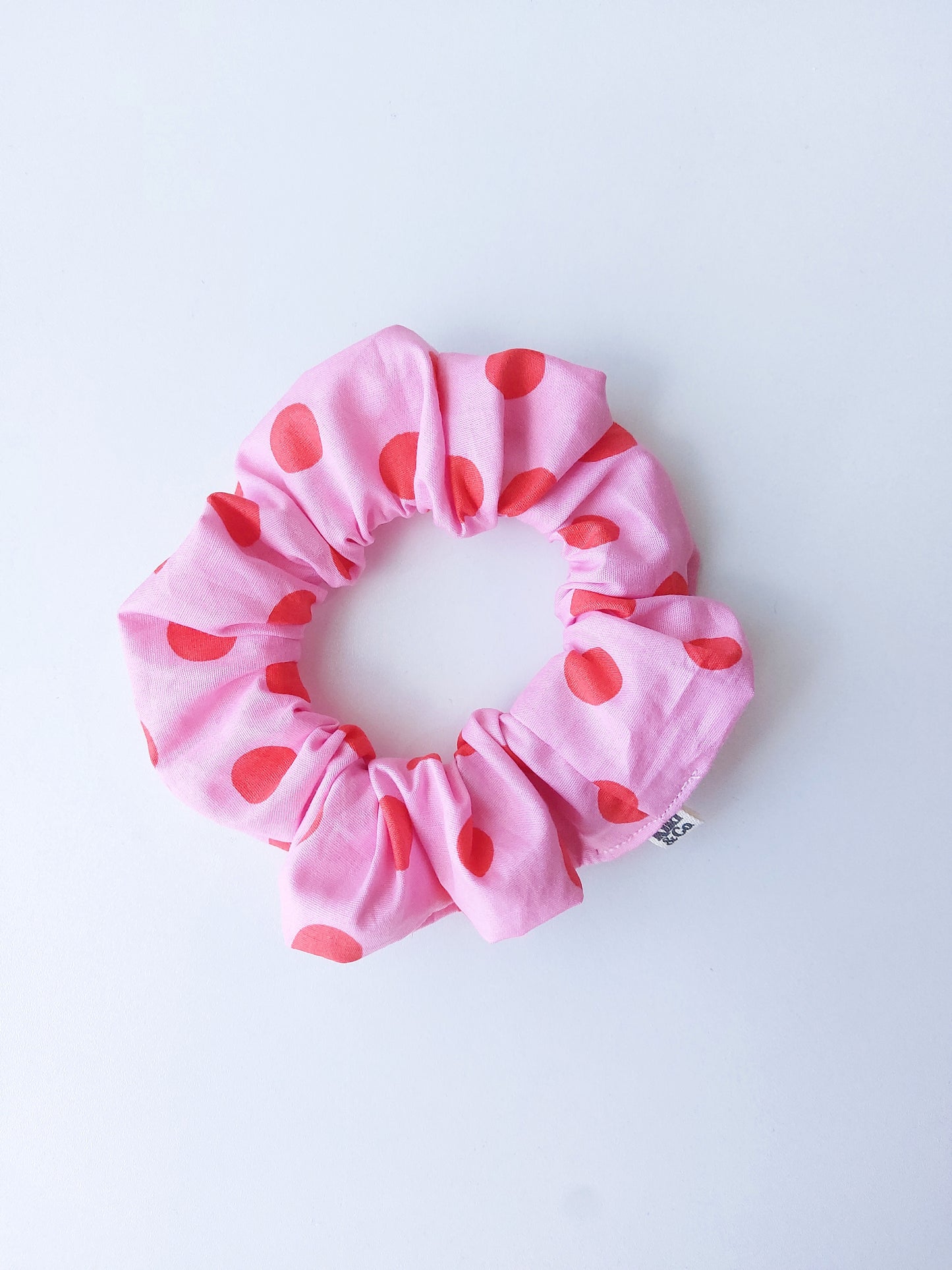 NEW Scrunchie / Pink & Red Polka dot / Cotton Fabric