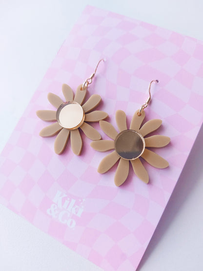 NEW Aster Earrings - Olive/Gold Mirror