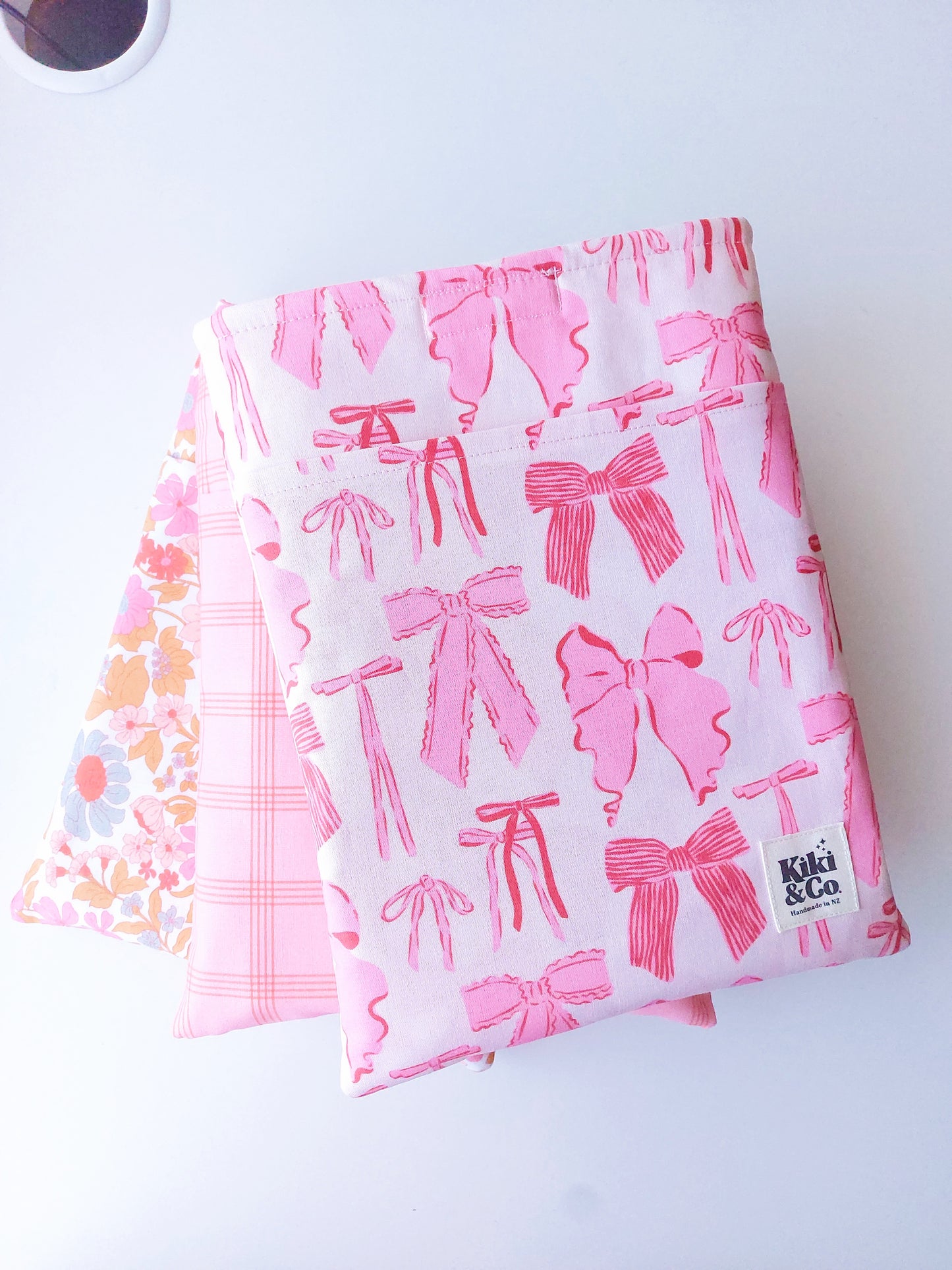 NEW Book Sleeve- Pink Red Bows