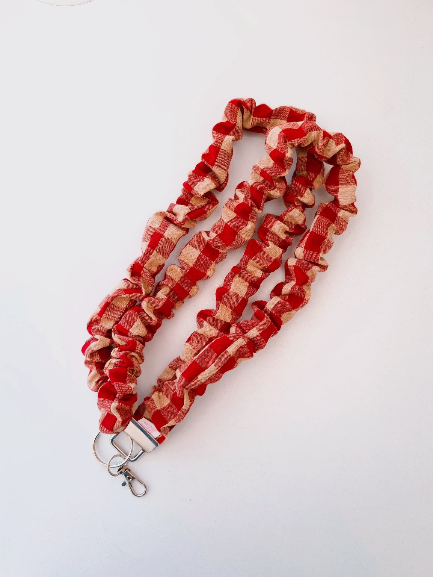 Scrunchie Lanyard - Red/Beige Gingham