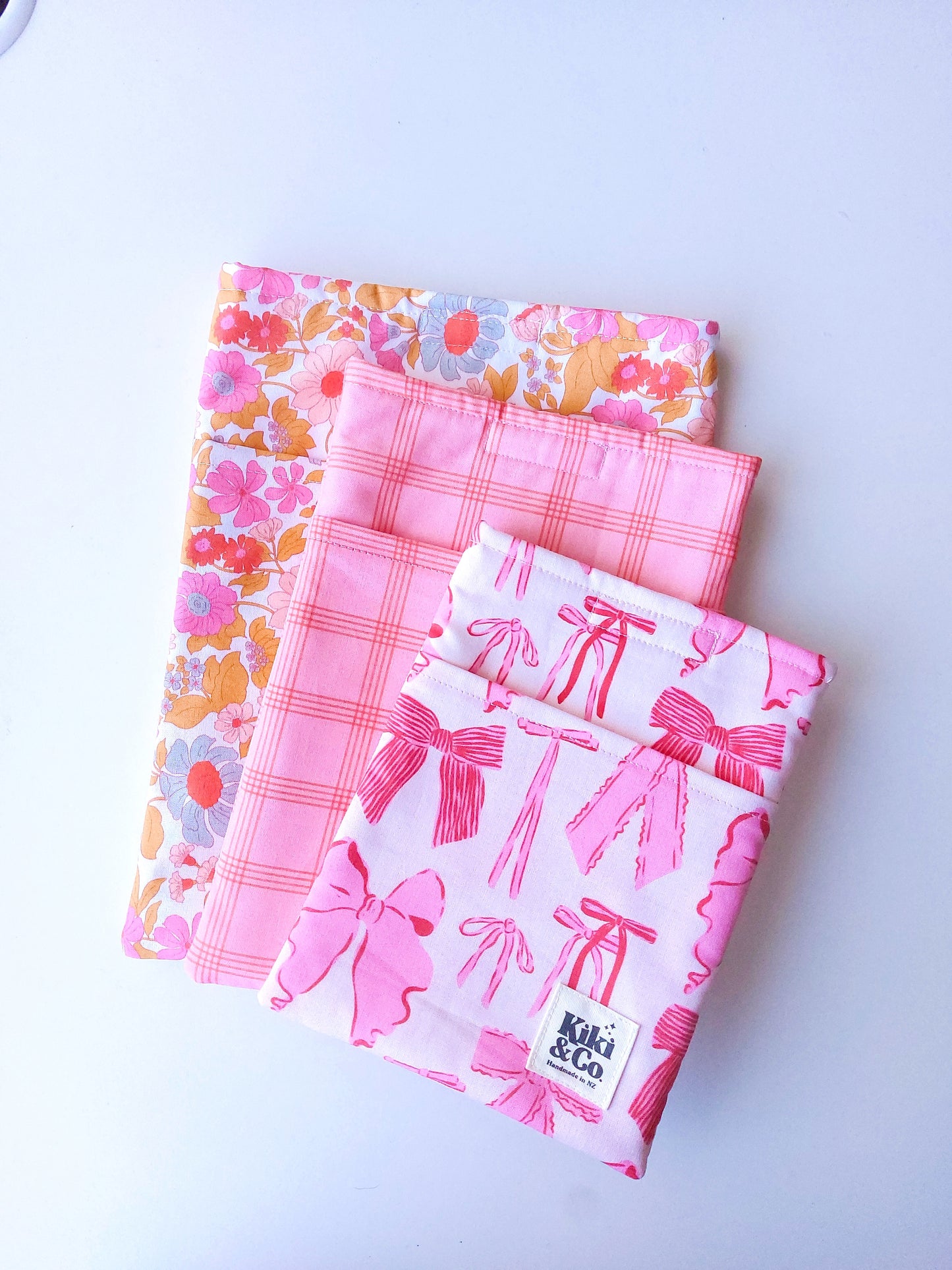 NEW Book Sleeve- Pink Red Bows