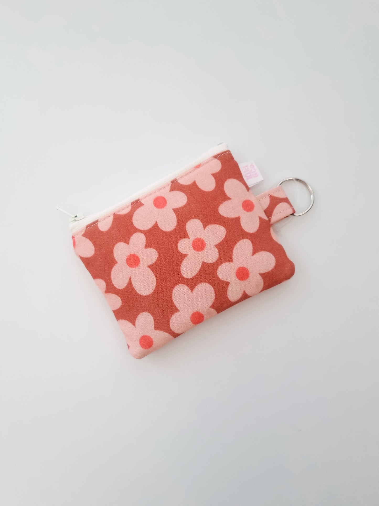 Keyring Zipper Pouch - Brown Daisies