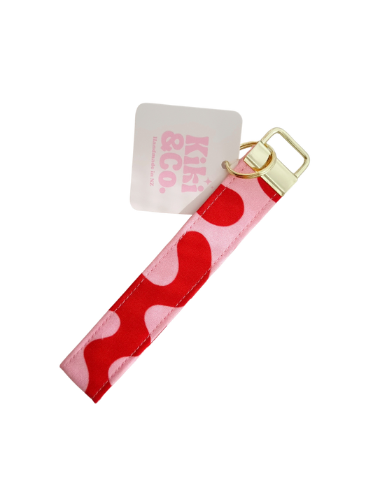 Keychain - Red and Pink Swirls