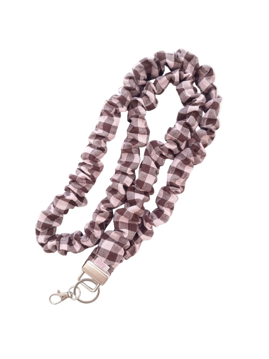 Scrunchie Lanyard - Brown Gingham