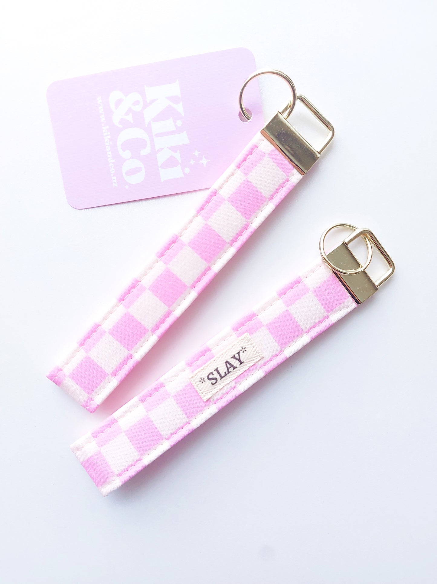 Keychain - Lilac Checkerboard