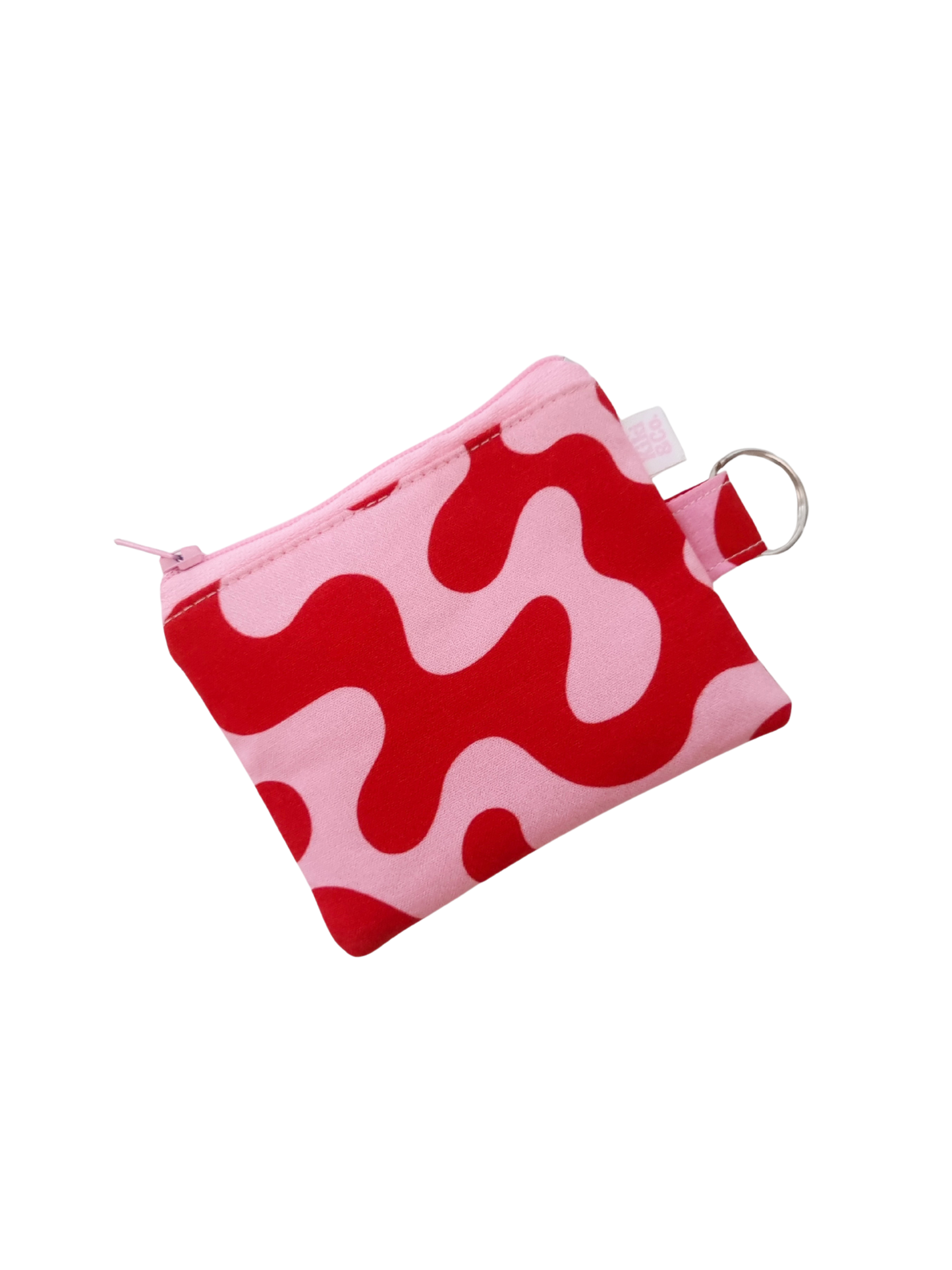 Keyring Zipper Pouch - Pink/Red Swirls