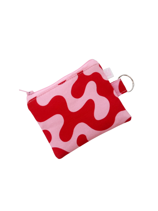 Keyring Zipper Pouch - Pink/Red Swirls