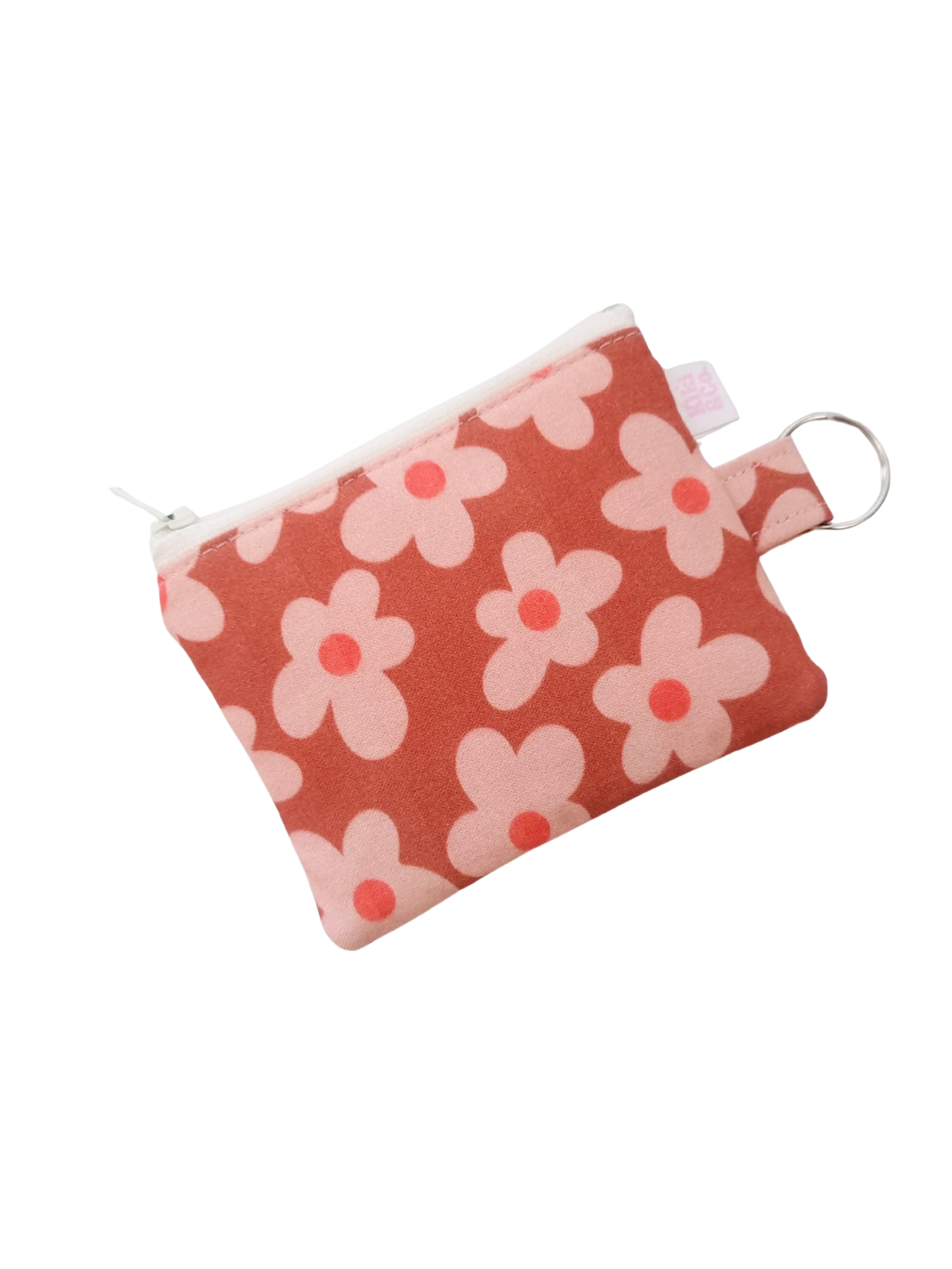 Keyring Zipper Pouch - Brown Daisies