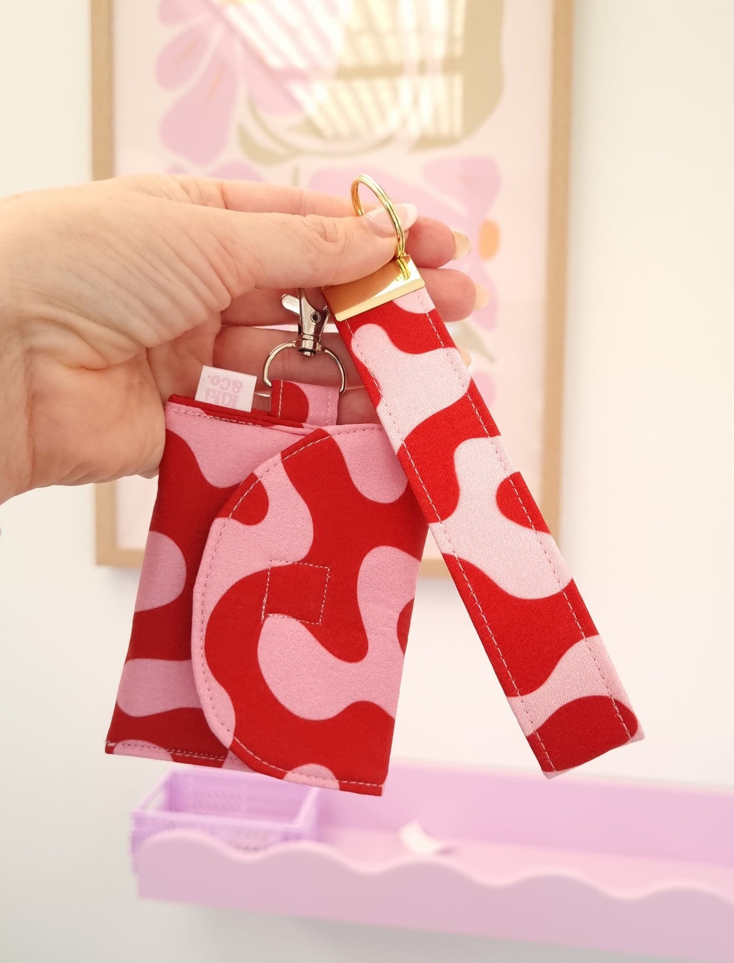 Keychain - Red and Pink Swirls