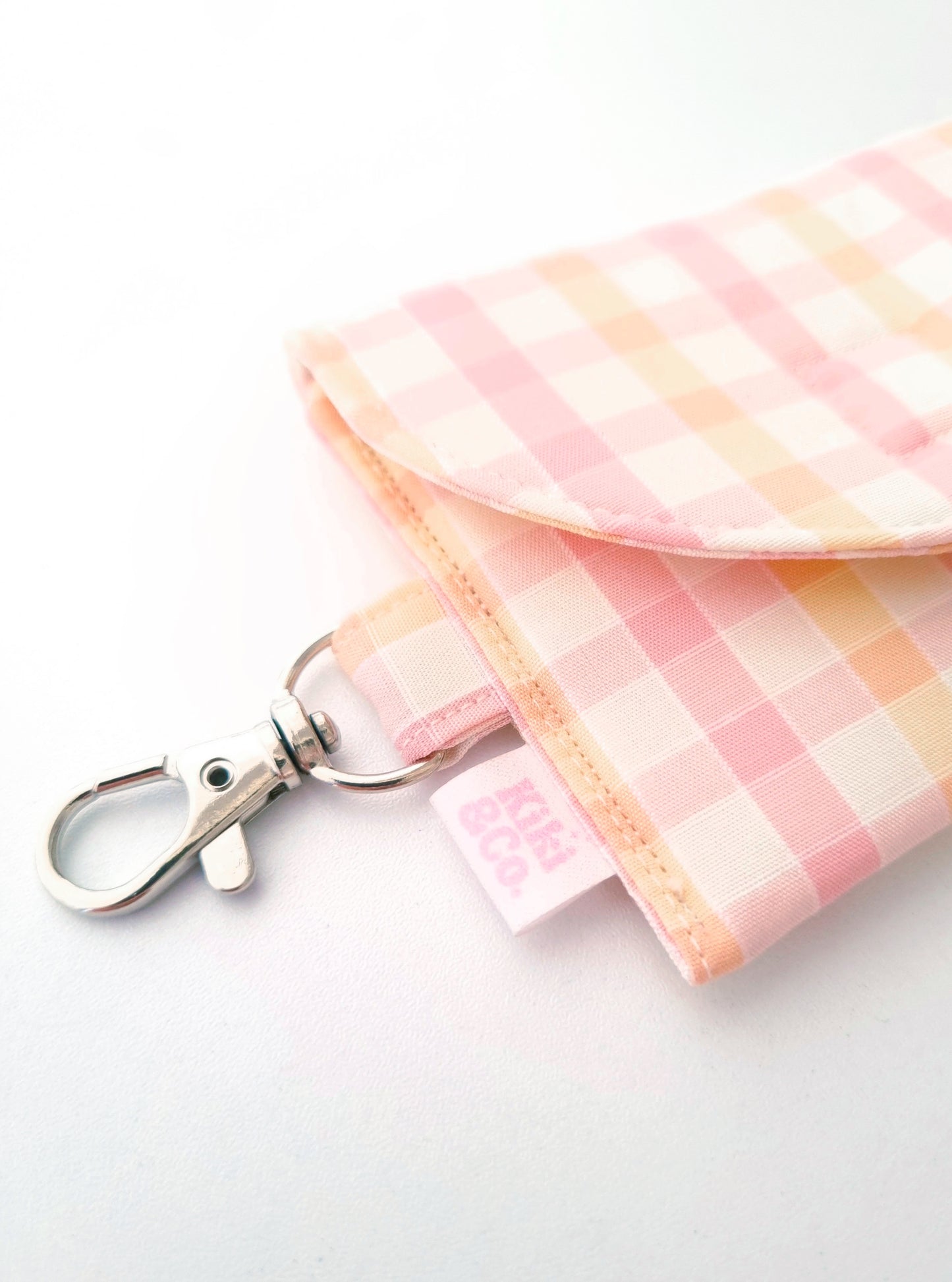 Earbud Pouch - Pink/orange gingham