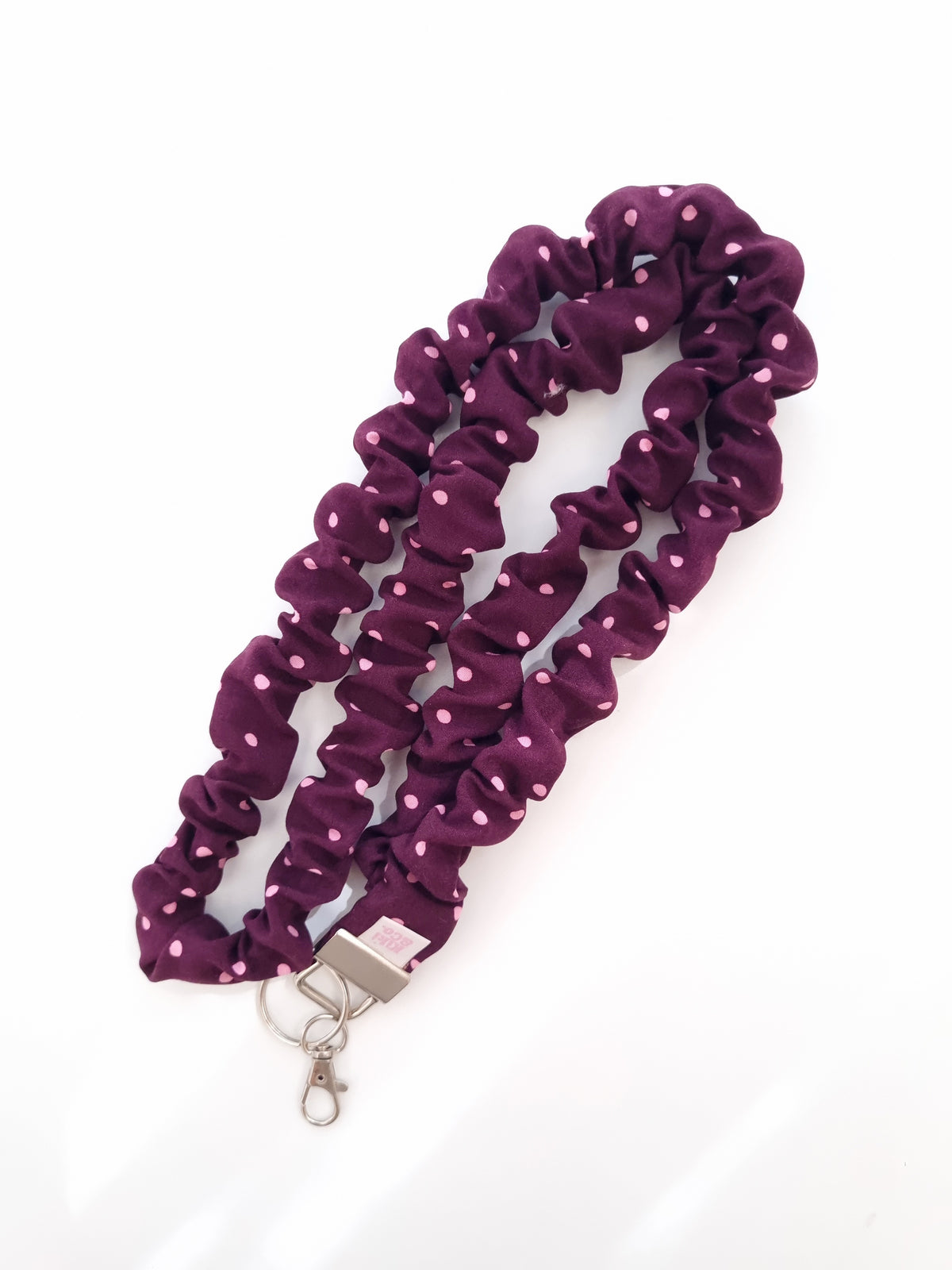 Scrunchie Lanyard - Burgundy Polka Dot