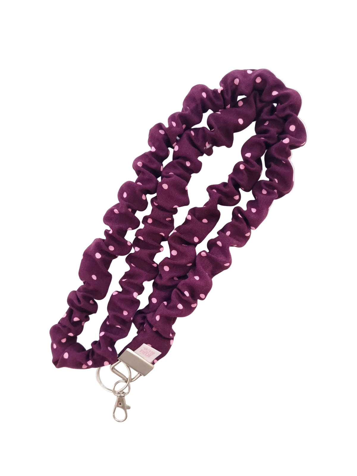 Scrunchie Lanyard - Burgundy Polka Dot