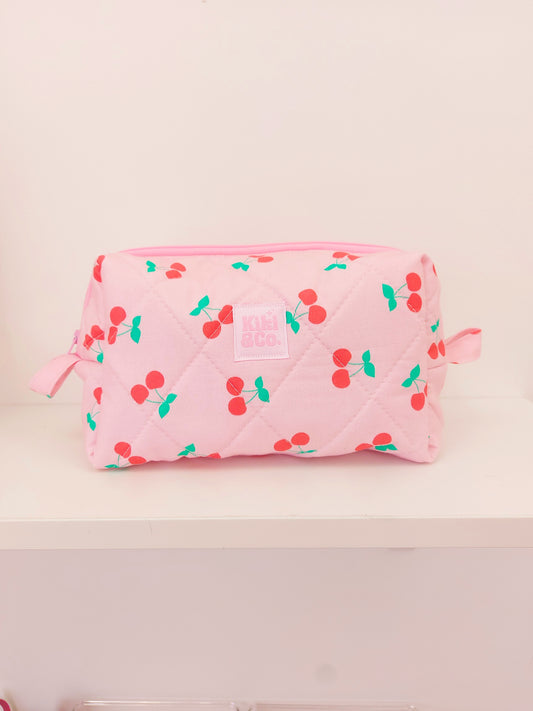 Quilted Makeup Bag- Cherry