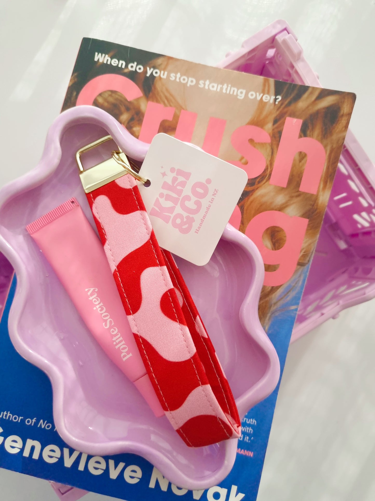 Keychain - Red and Pink Swirls
