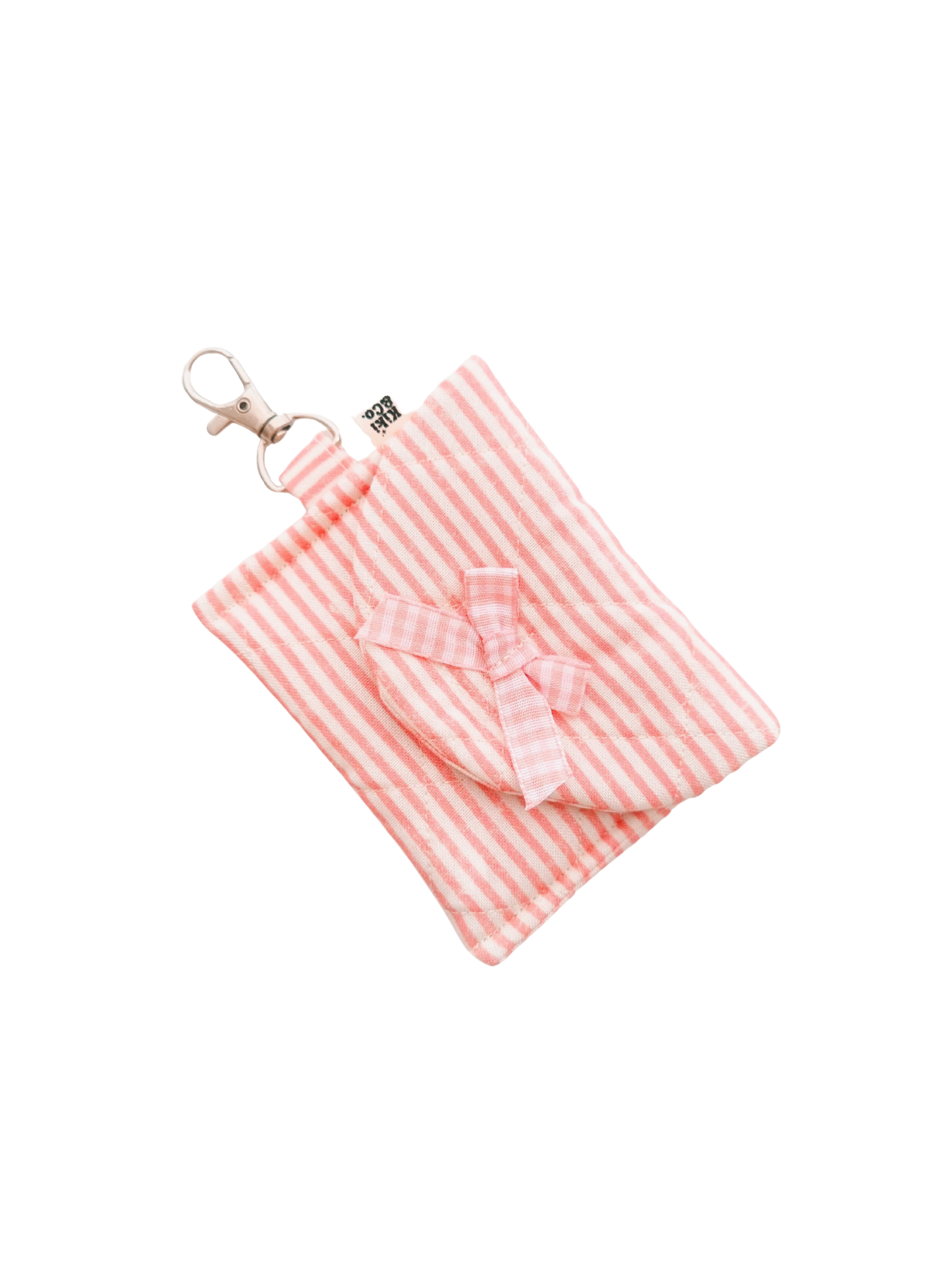 Earbud Pouch - Pink Stripe with Bow