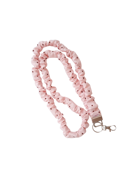 Scrunchie Lanyard - Pink Polka Dot