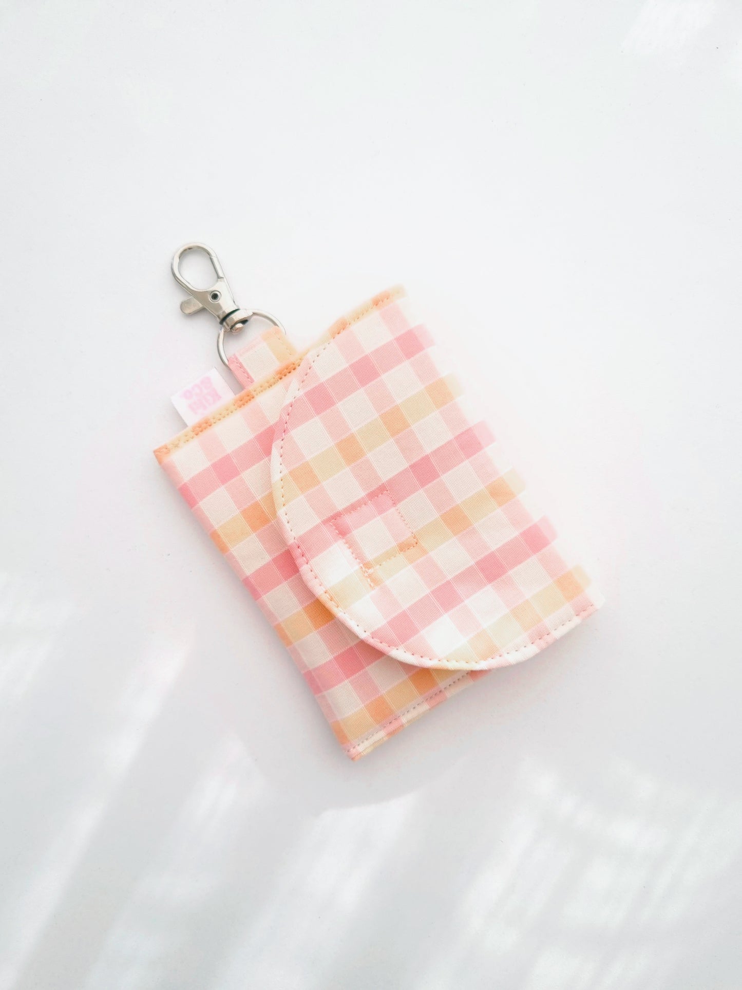 Earbud Pouch - Pink/orange gingham