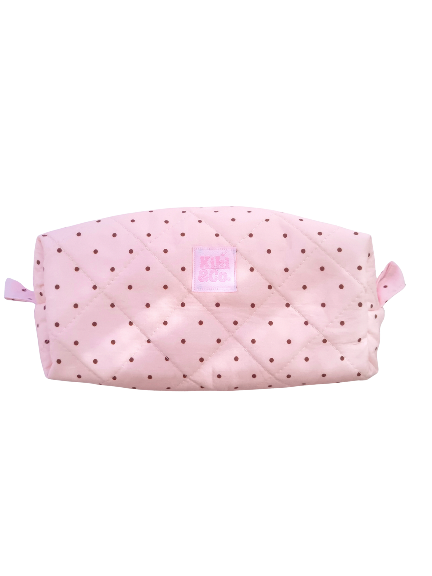 Quilted Makeup Bag- Pink Polka Dot