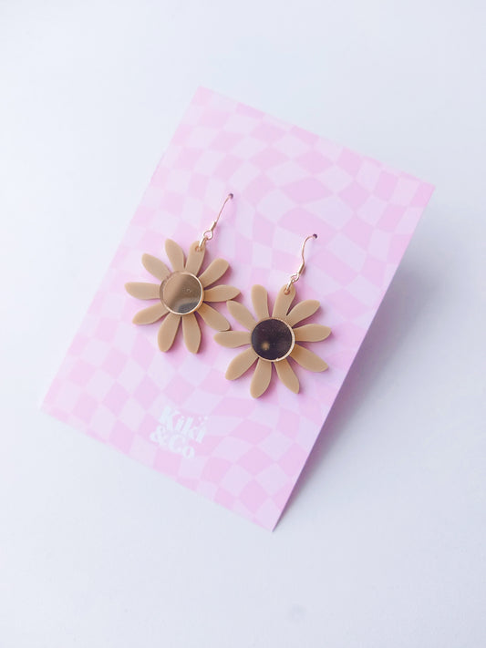 NEW Aster Earrings - Olive/Gold Mirror