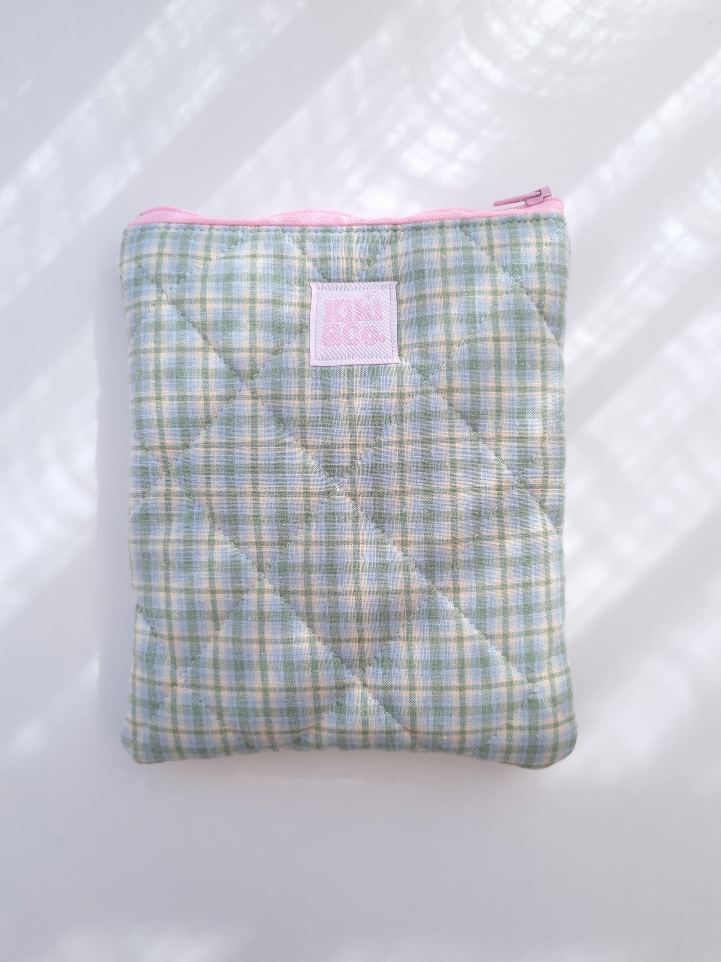 Quilted eReader Sleeve - Blue/Green Plaid