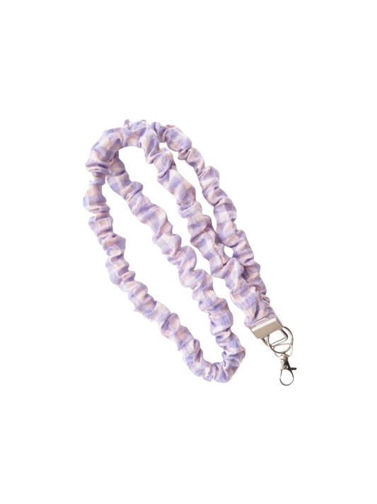 Scrunchie Lanyard - Lilac Gingham