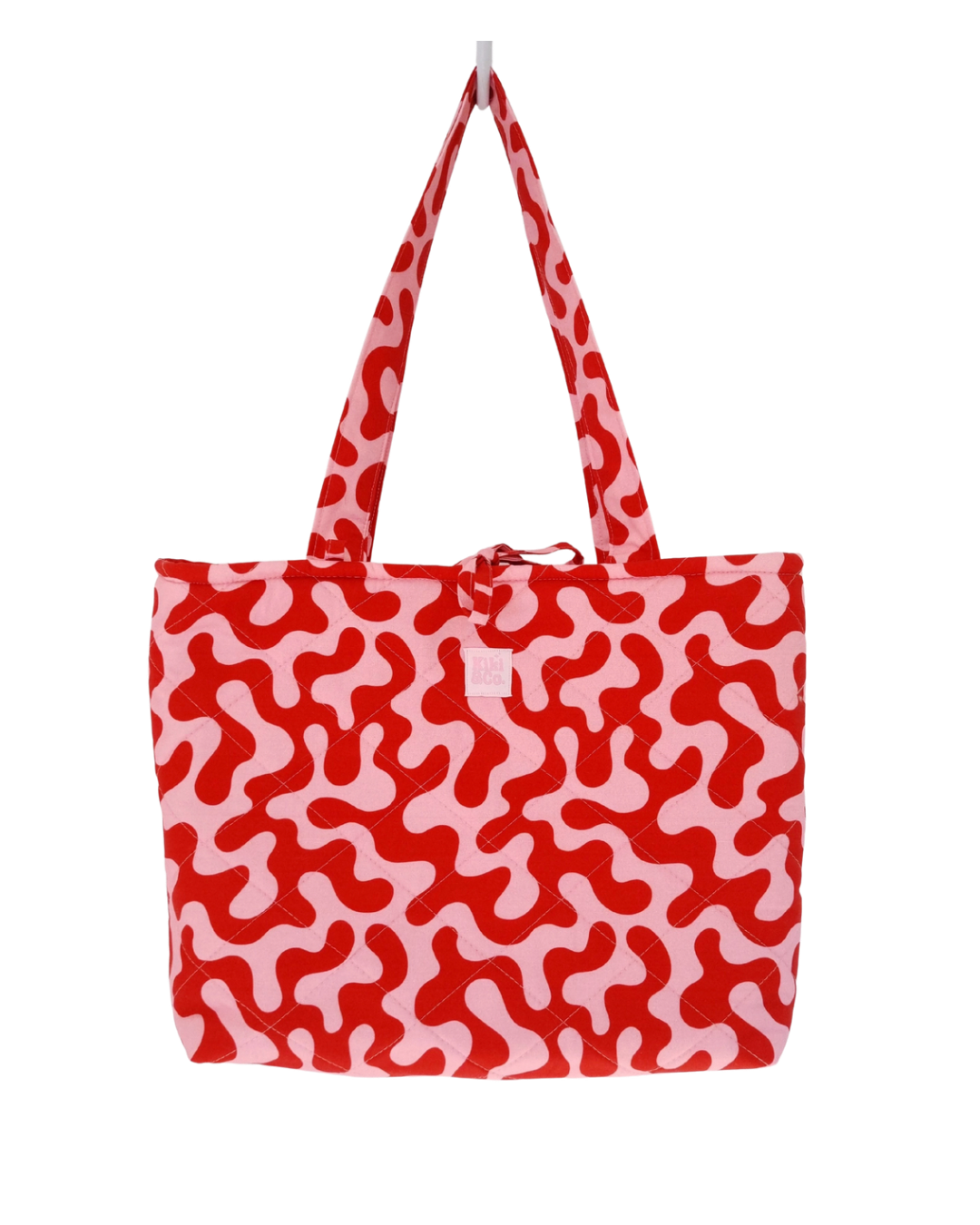 Quilted Tote - Pink/Red Swirls