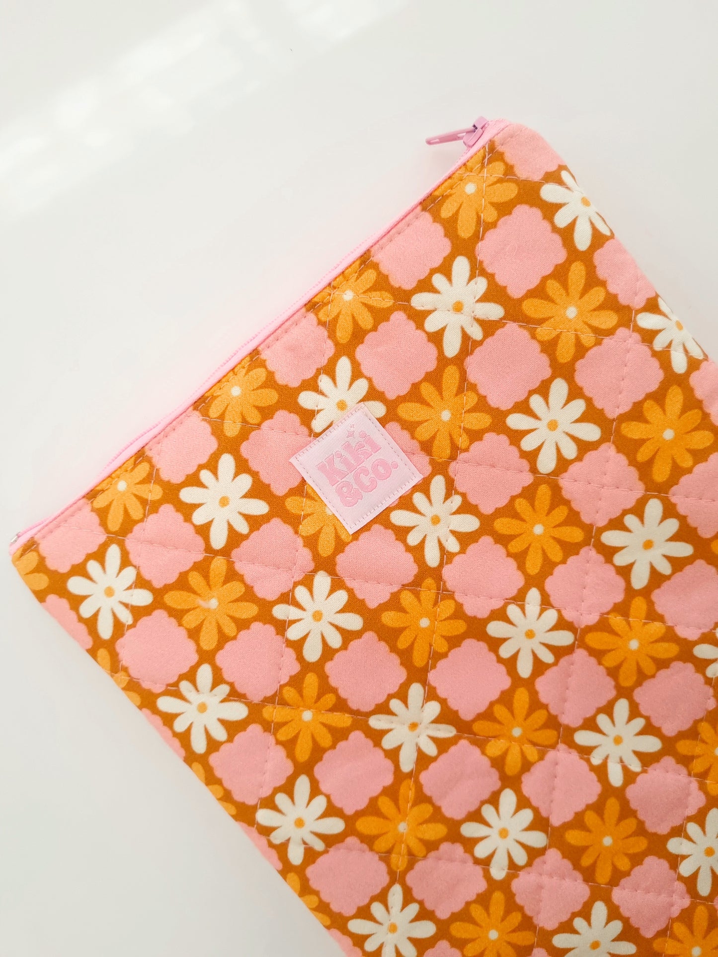 Quilted Book Sleeve - Rosie- Papaya