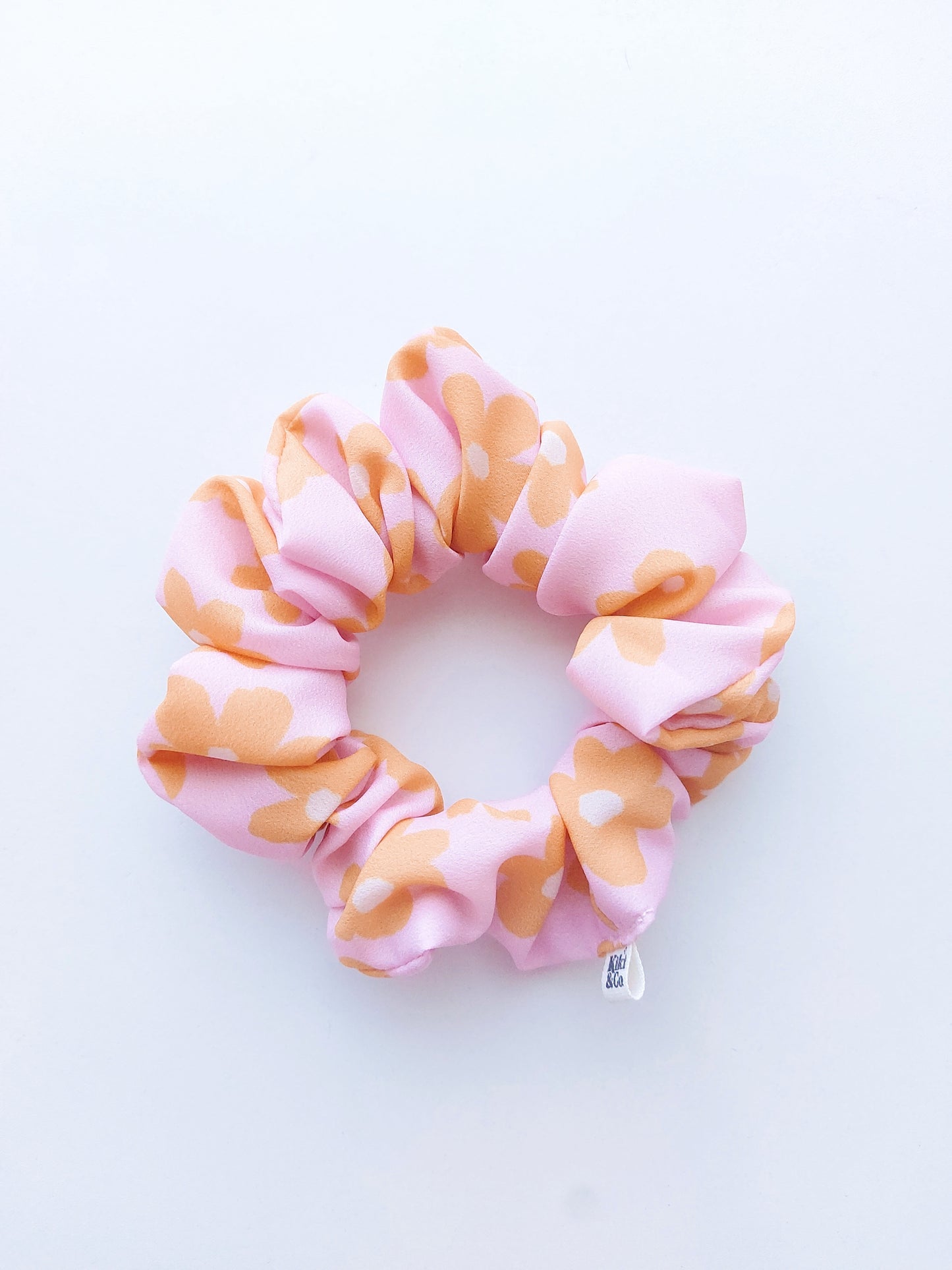 NEW Scrunchie / Pink & Mustard Joy / Crepe Fabric