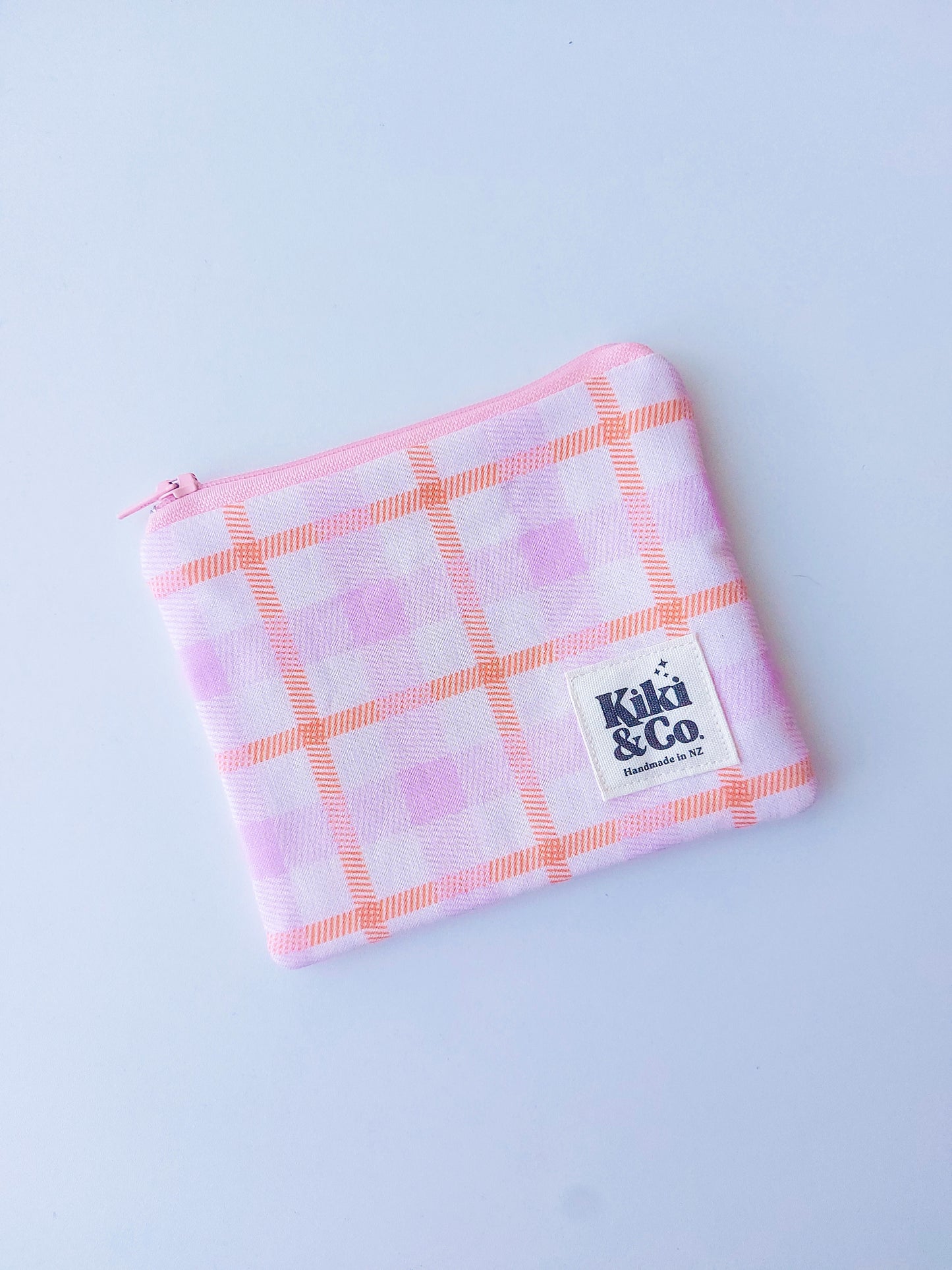 NEW Zipper Pouch - Pink Plaid - select size