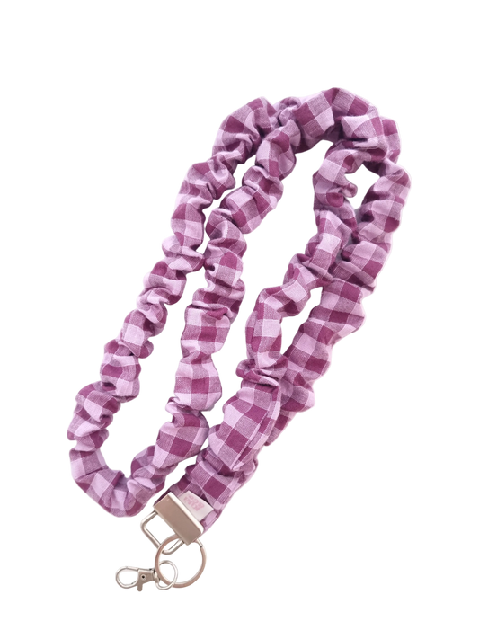 Scrunchie Lanyard - Plum Gingham