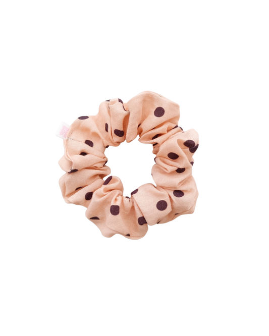 Scrunchie - Beige/Brown Polka Dot