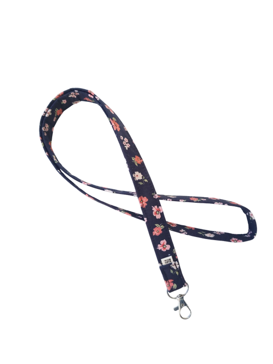 Lanyard - Black Floral
