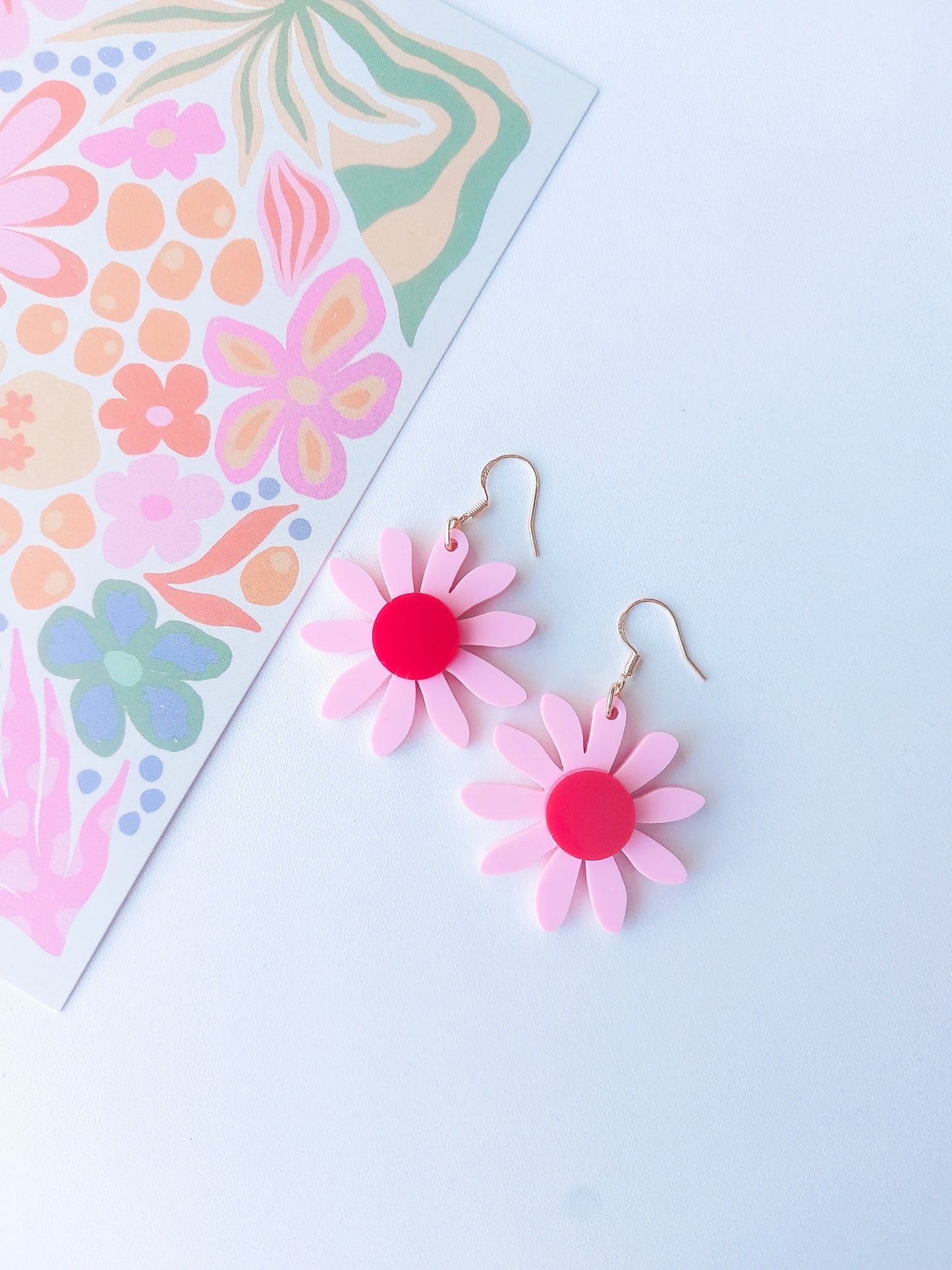 NEW Aster Earrings - Pink/Red