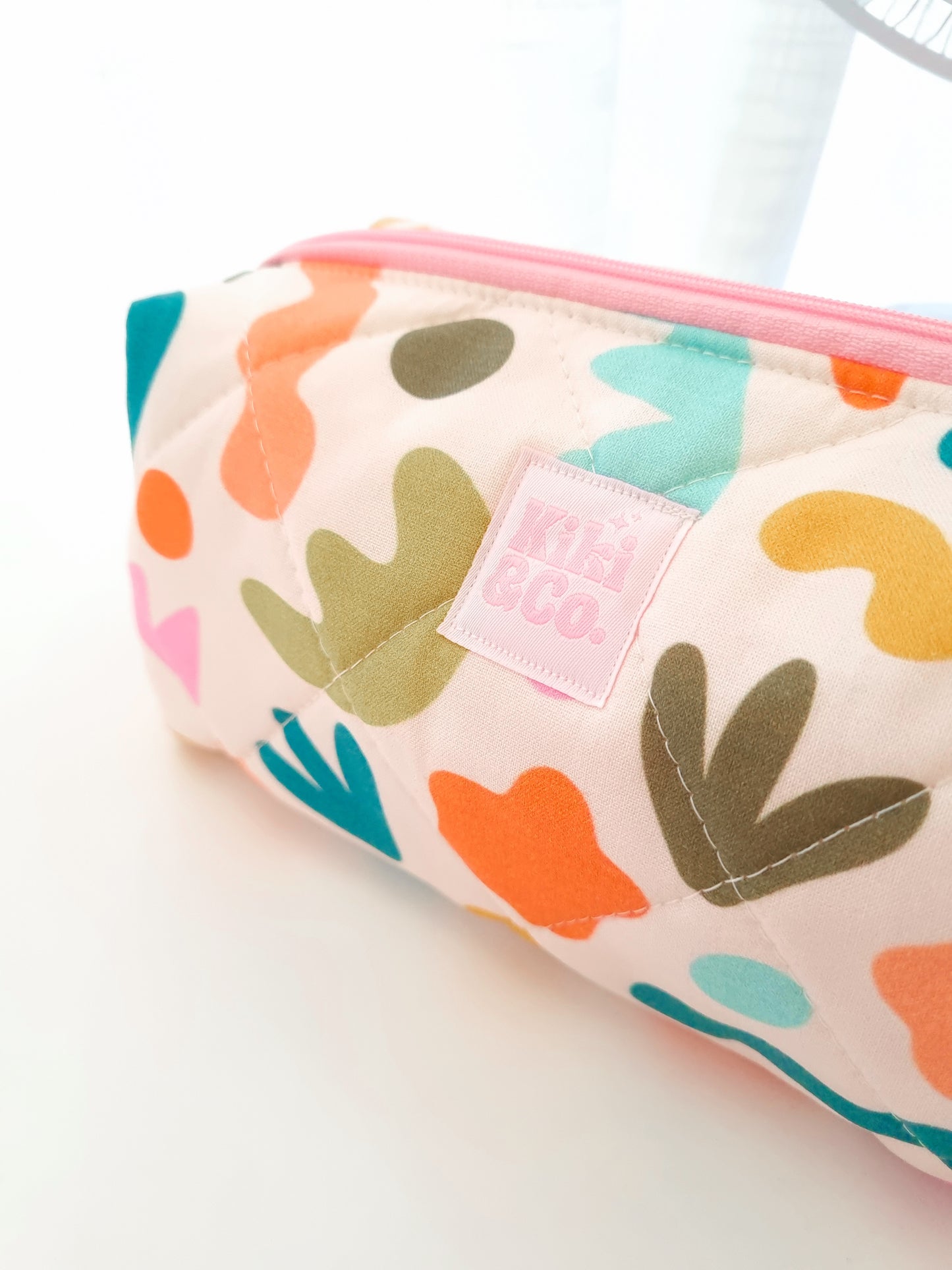 Quilted Makeup Bag- Organic Shapes