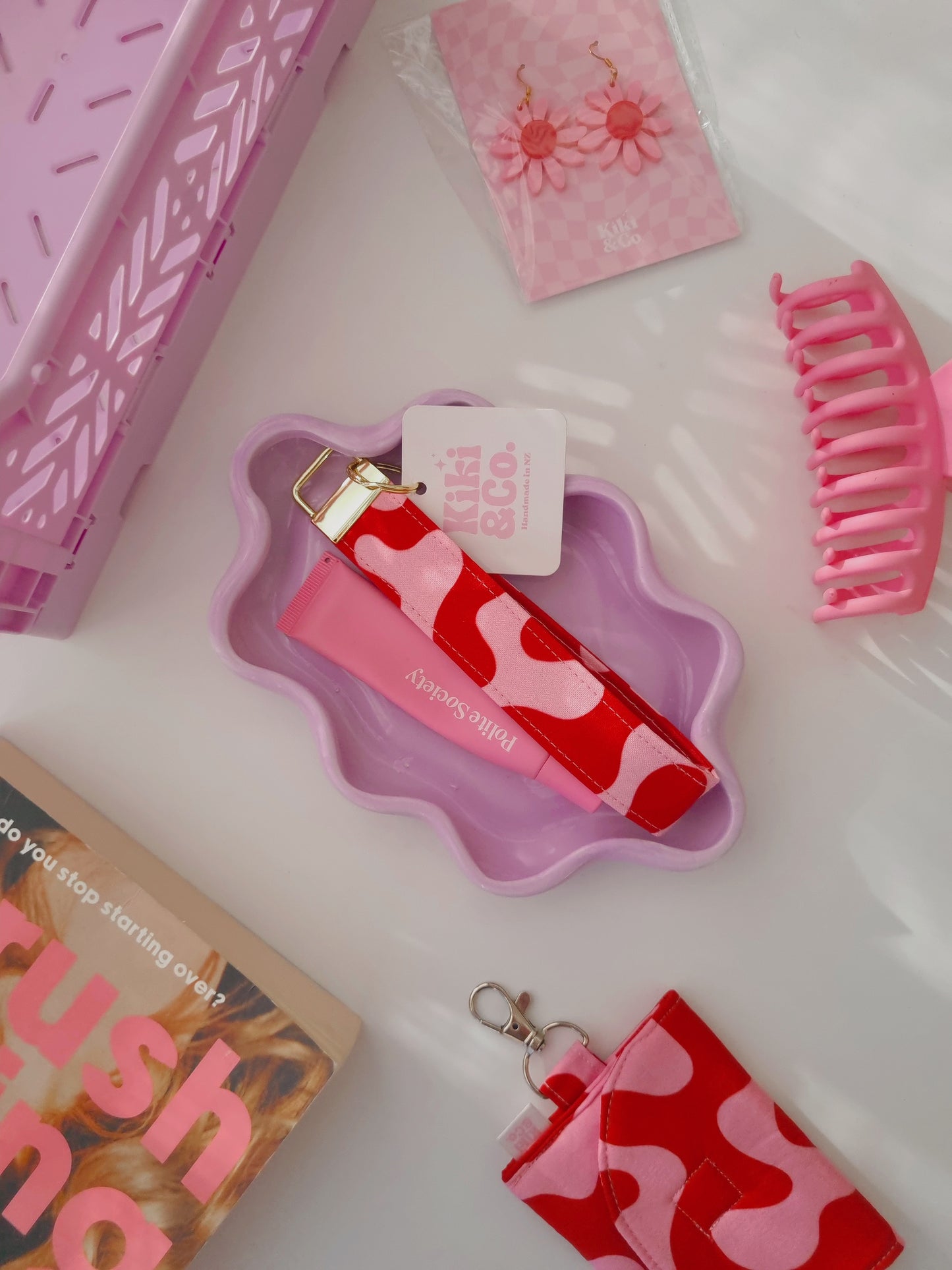 Keychain - Red and Pink Swirls