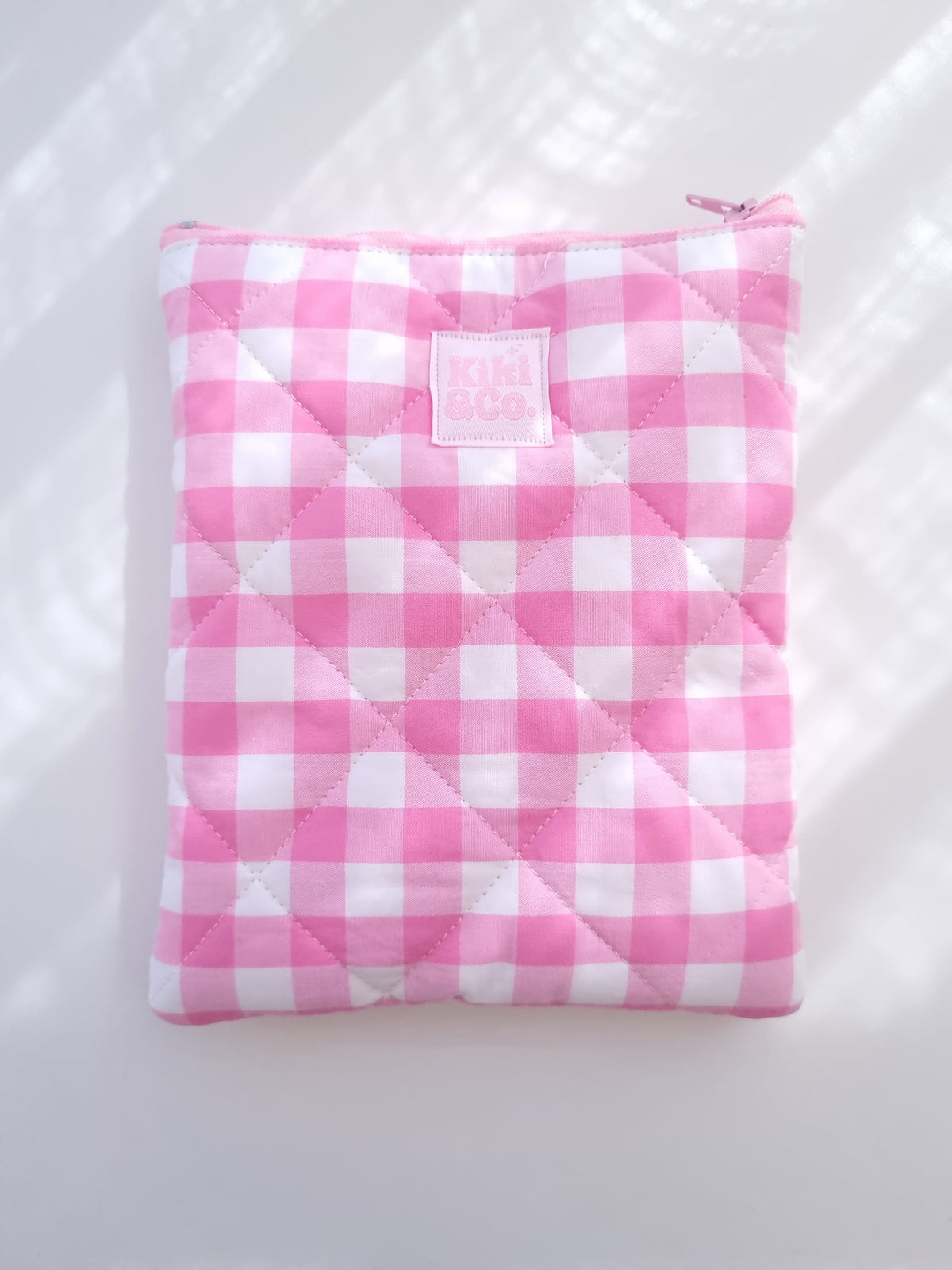 Quilted eReader Sleeve - Pink Gingham