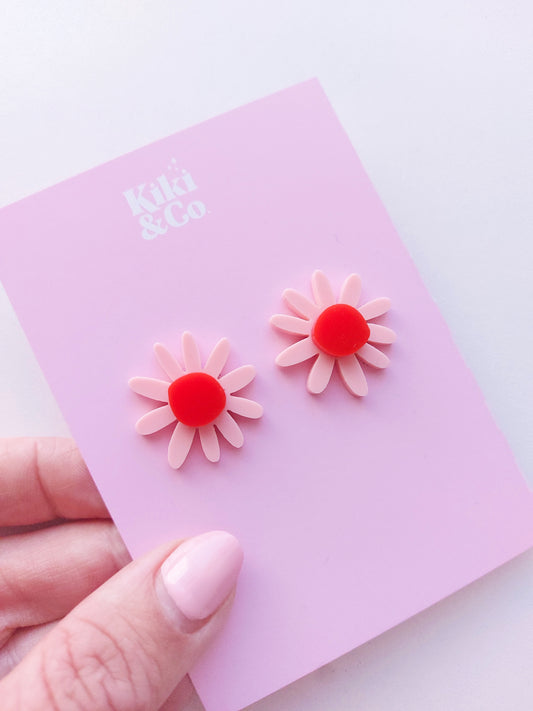 NEW Aster Studs - Pink/Red