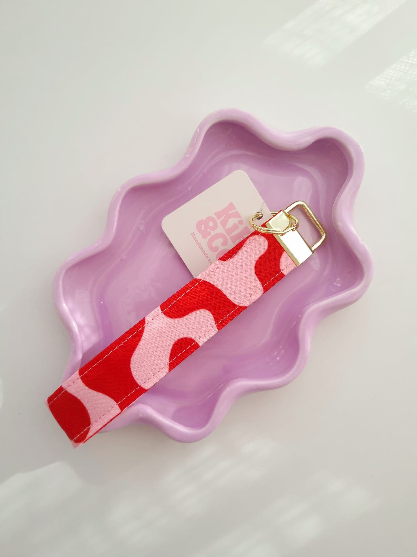 Keychain - Red and Pink Swirls