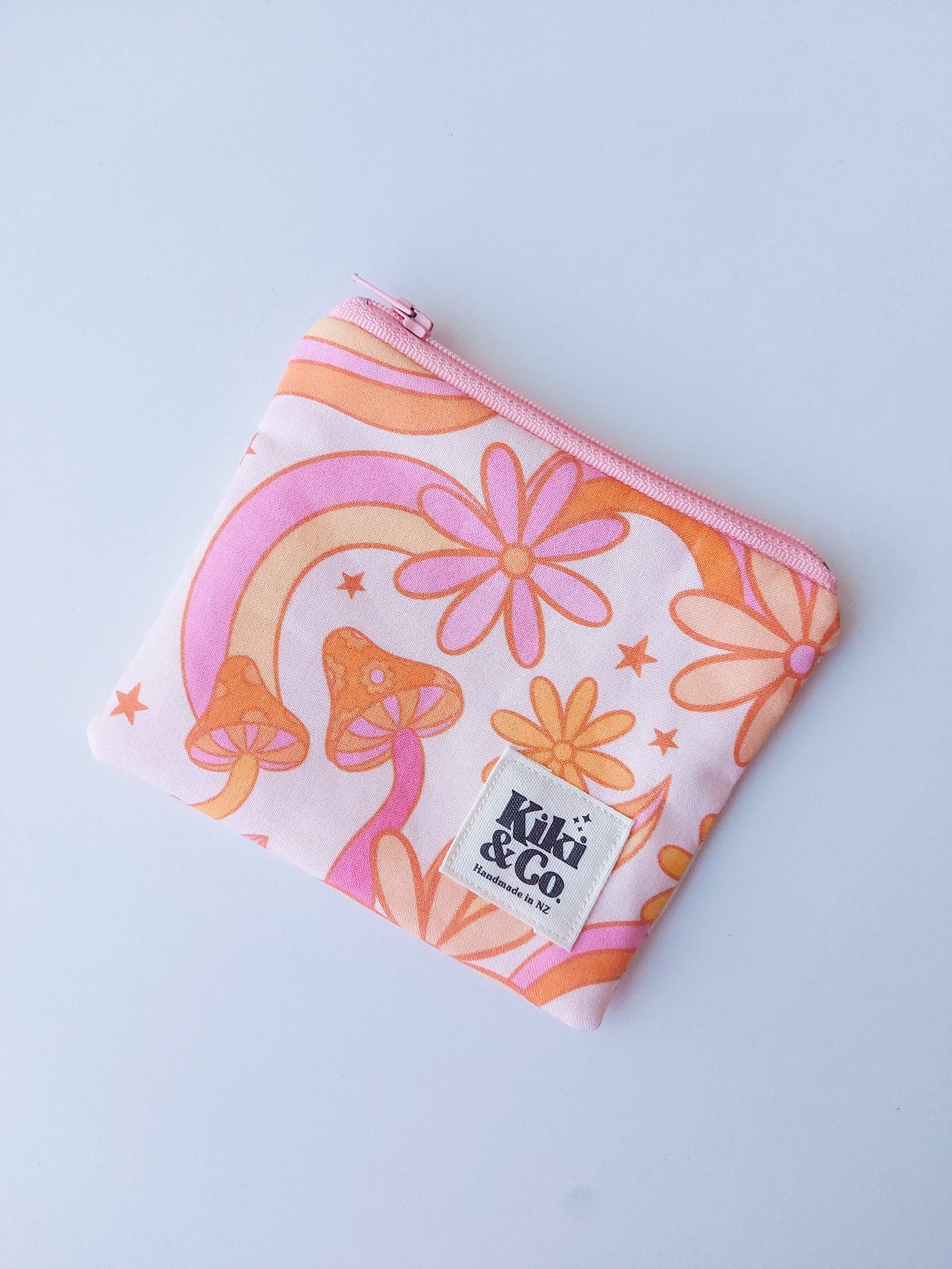 NEW Zipper Pouch - Mushrooms & Daisies - select size