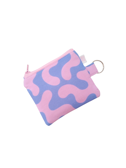 Keyring Zipper Pouch - Pink/Blue Swirls